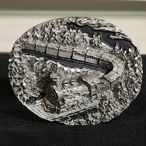 Vintage Colorado Silver Star 3D Train Belt Buckle